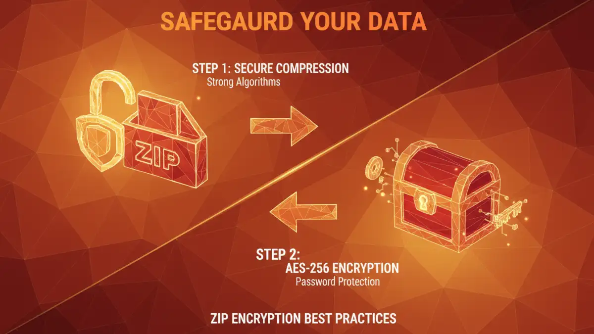 Secure Zip Archives Encryption Safely - Step by Step Infographic