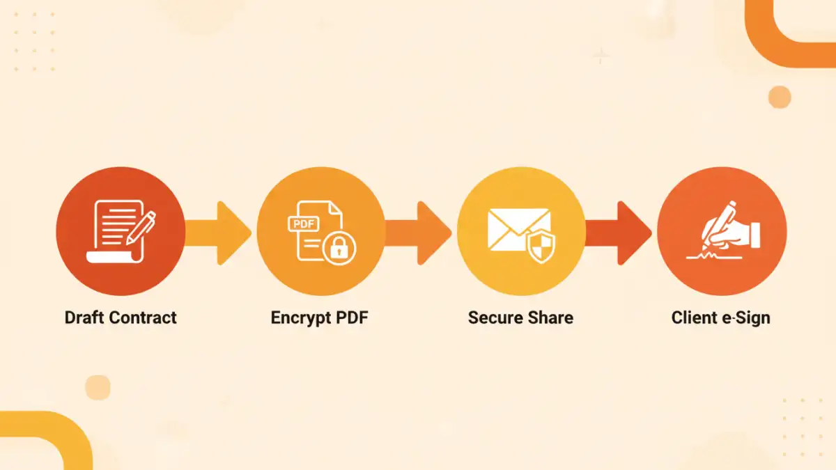 securing client pdf files - Infographic showing the 4-step process for securing real estate documents.