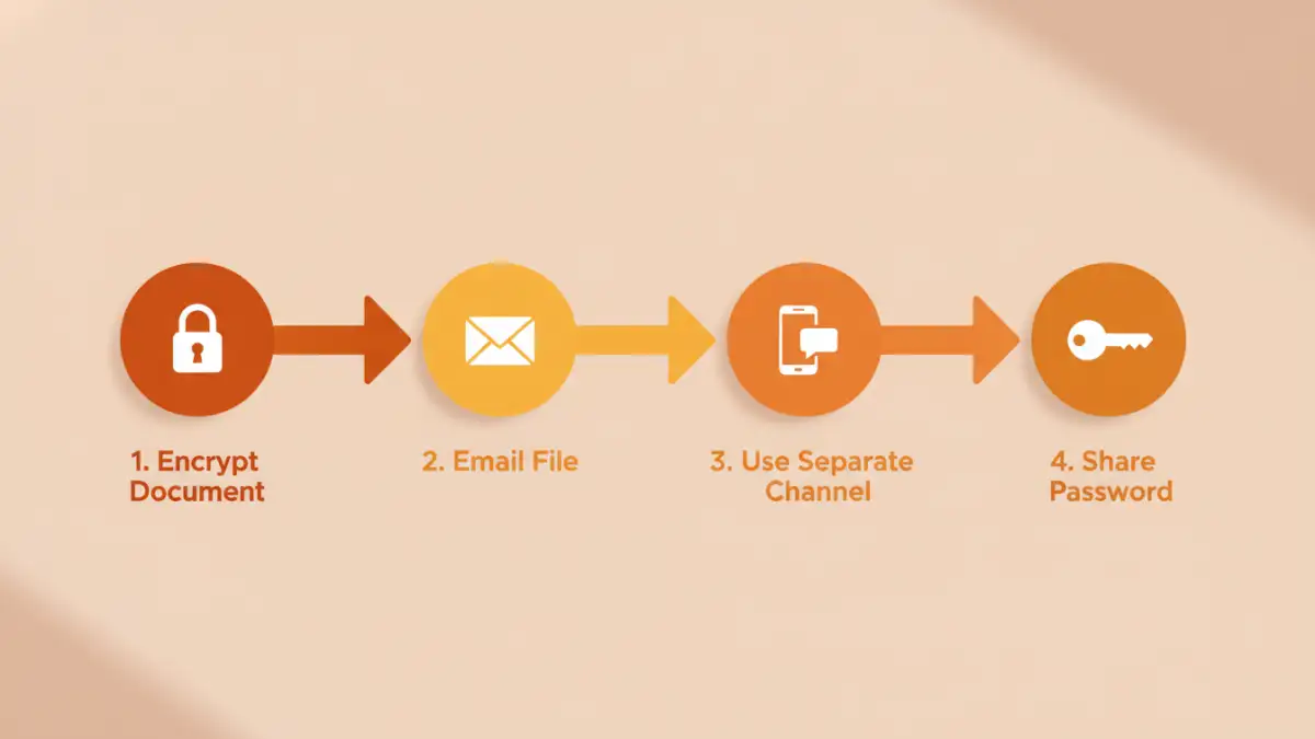 send password protected document send password protected document - Infographic showing the four essential steps to send a password-protected document securely.