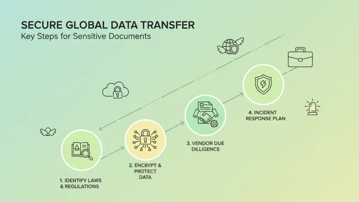 Infographic detailing steps for international sensitive document security