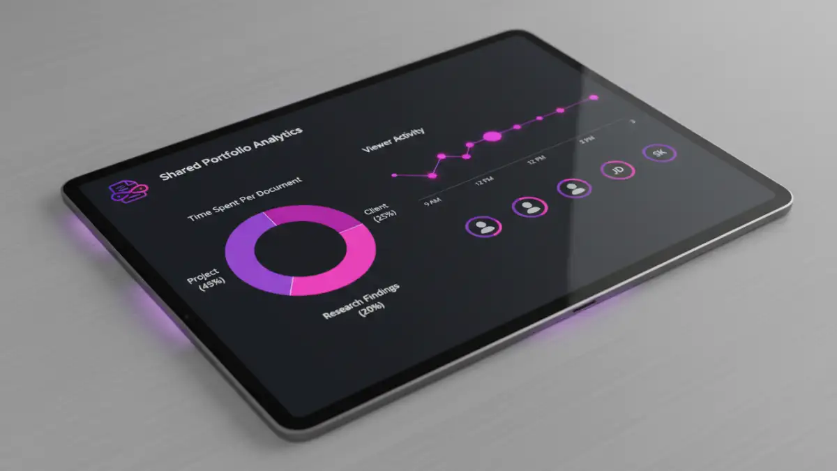 share document portfolio - Dashboard of portfolio sharing software showing user engagement analytics.