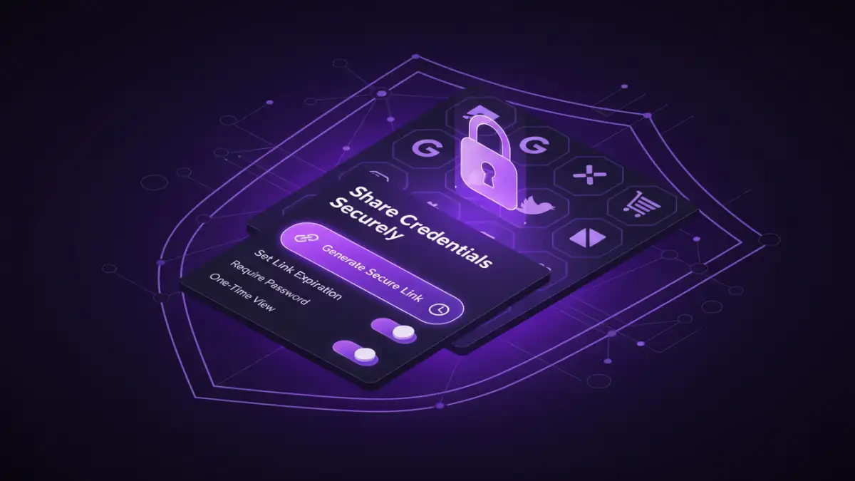 share secure pdfs - An illustration of a password manager's interface for secure sharing.