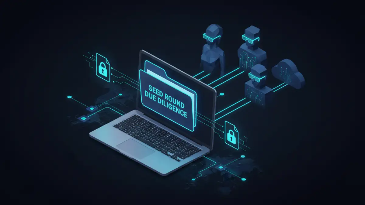A visual representation of startup PDF encryption securing a funding round's documents.