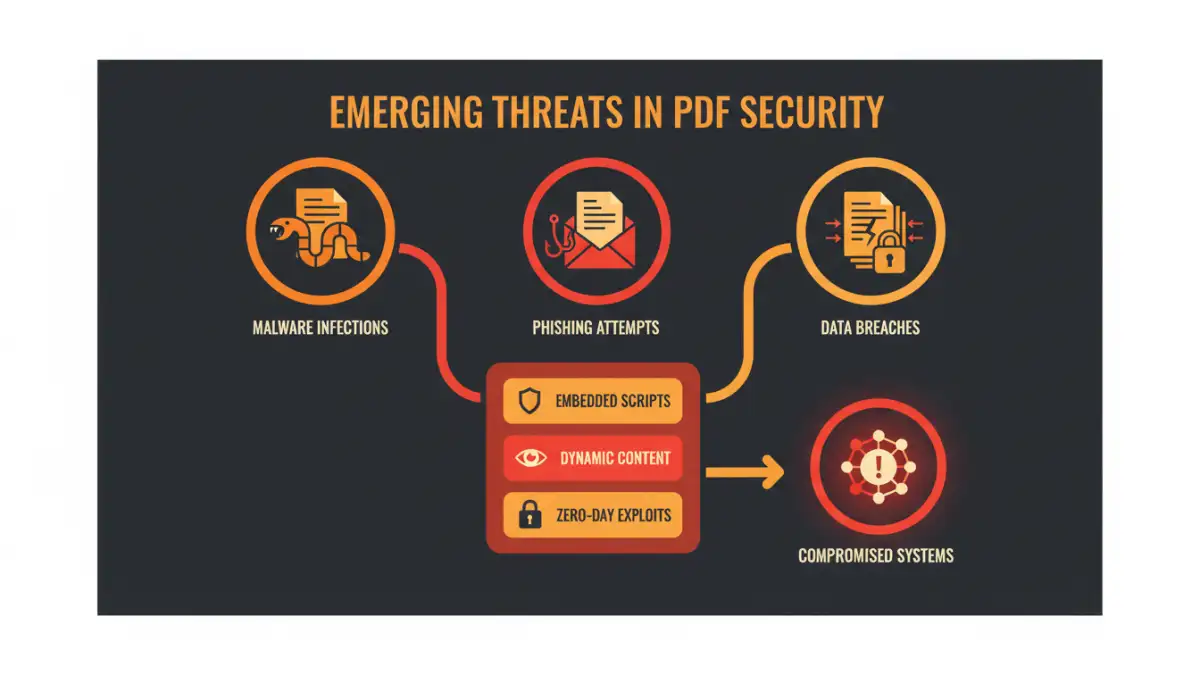 state of pdf security - Infographic detailing emerging threats in PDF security