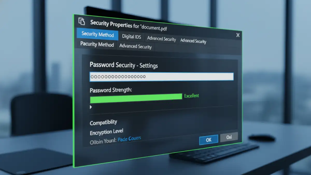strong pdf passwords - Applying a secure password to a PDF using Adobe Acrobat's security settings.