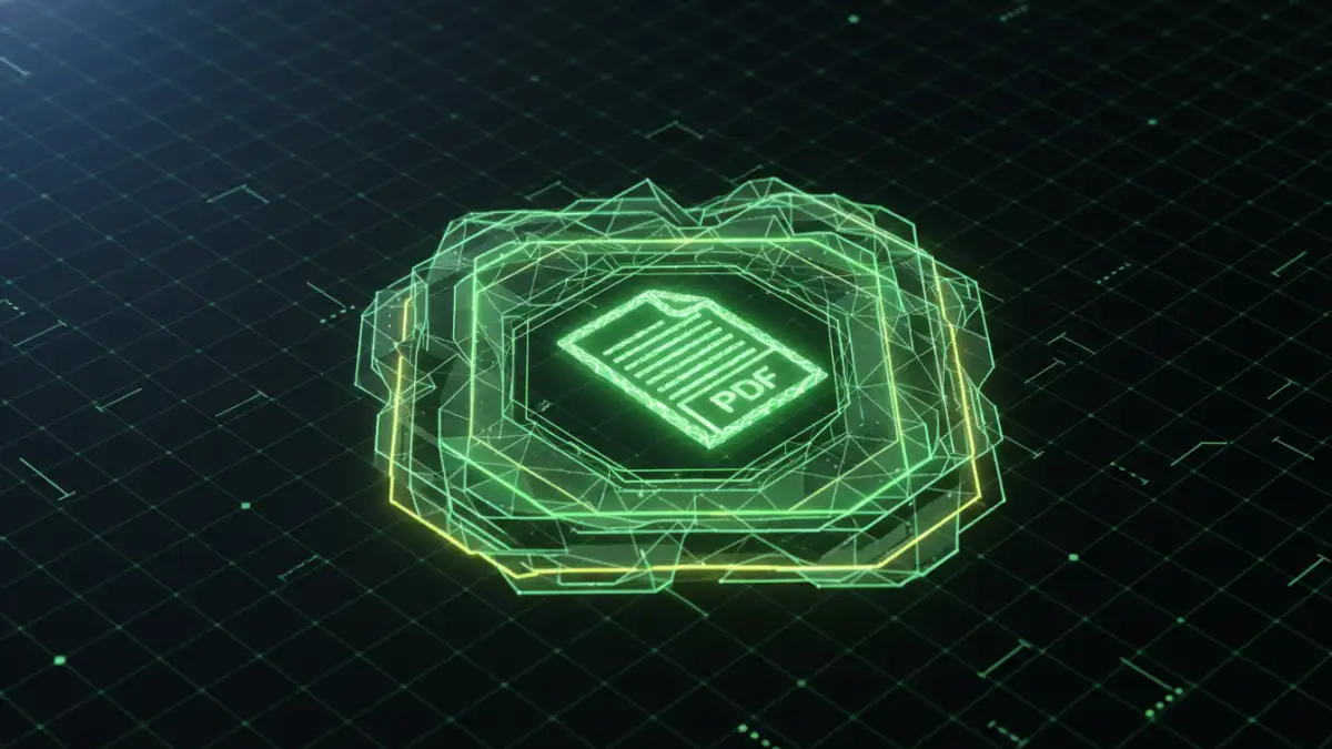 A visual representation of the strongest PDF encryption with layered security shields.