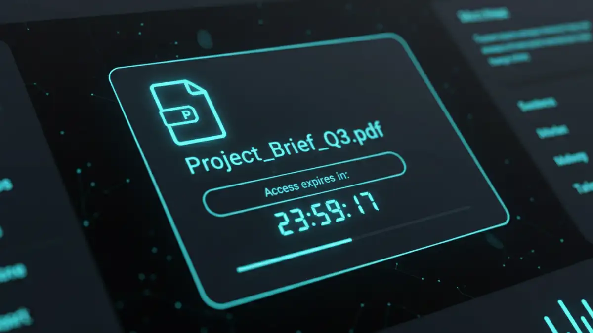 temporary pdf password temporary pdf password - A user interface showing a file with a countdown timer for access expiration.