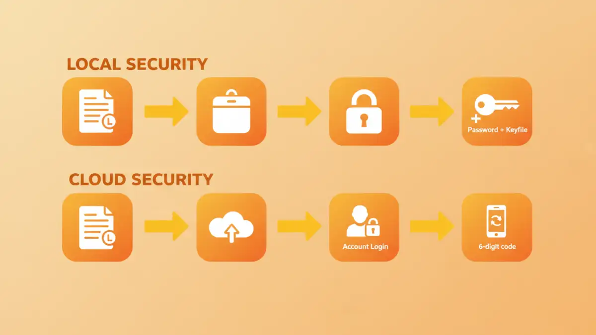 two factor authentication documents two factor authentication documents - Infographic comparing local vs. cloud-based two-factor authentication for files.