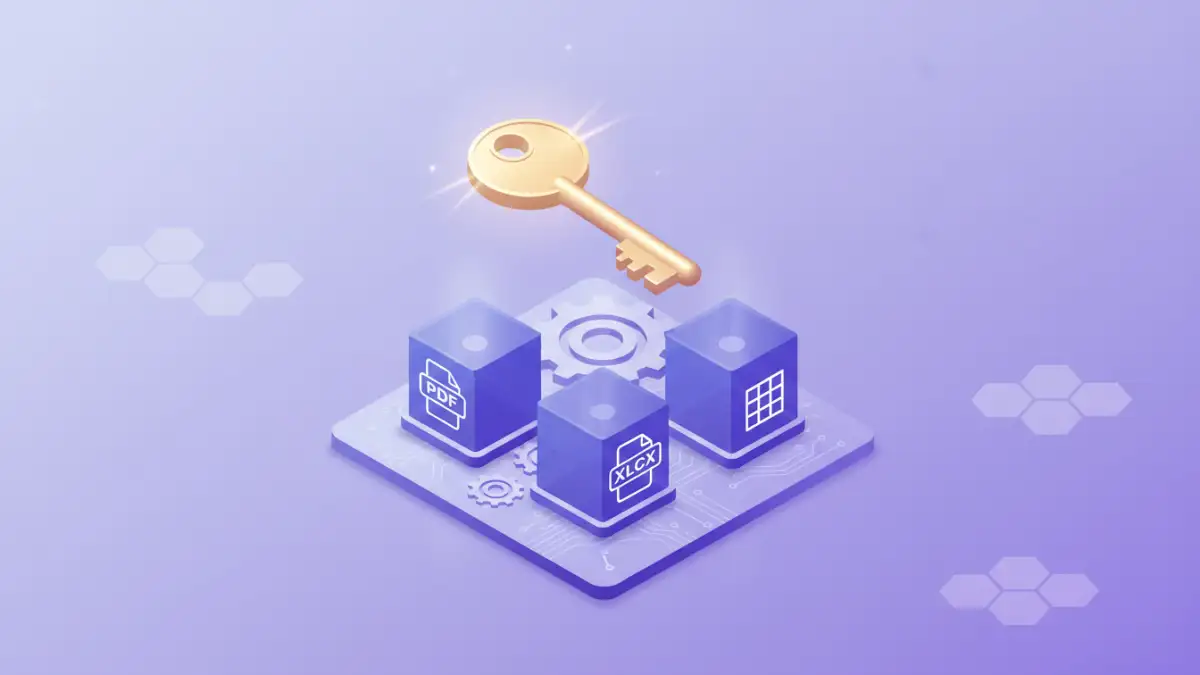 A single master key representing a tool to unlock document encryption for various file types.