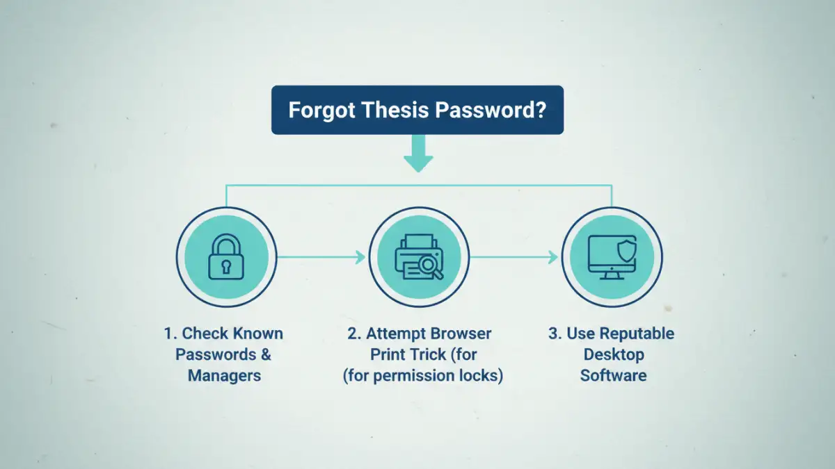 unlocking password protected file - Infographic flowchart for a safe academic file recovery process