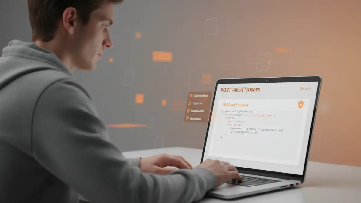 user friendly secure file api documentation user friendly secure file api documentation - Developer using intuitive documentation for a secure file API.