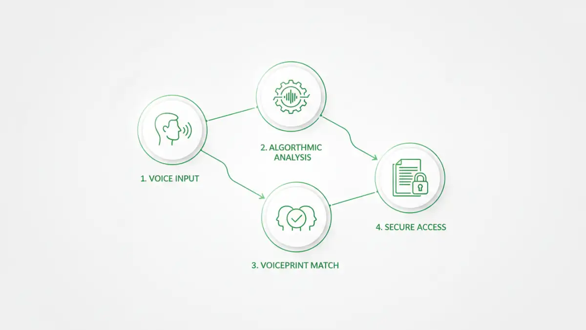 voice recognition document security voice recognition document security - Infographic explaining the process of voice biometric authentication for documents.