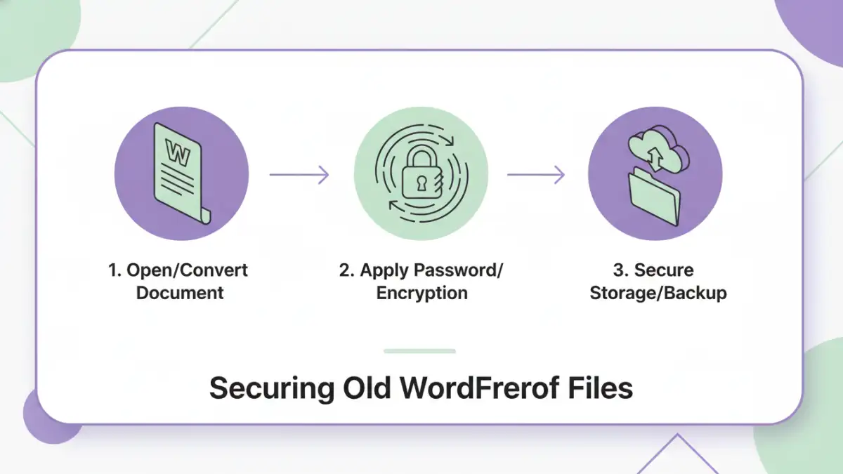 wordperfect document security - Infographic detailing steps for securing old WordPerfect documents