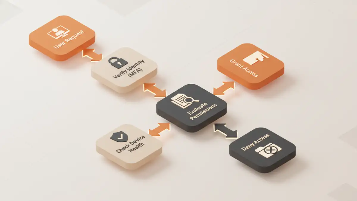 zero trust document security zero trust document security - Infographic flowchart detailing the steps for verifying file access under a Zero Trust framework.